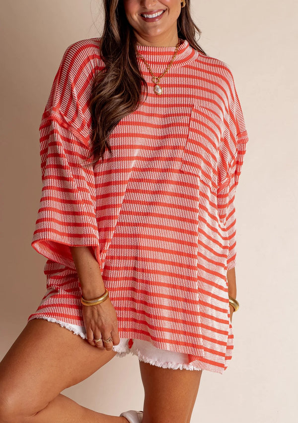 Women's Oversized High Neck Urban Ribbed Striped Top (Buy 2 Free Shipping)