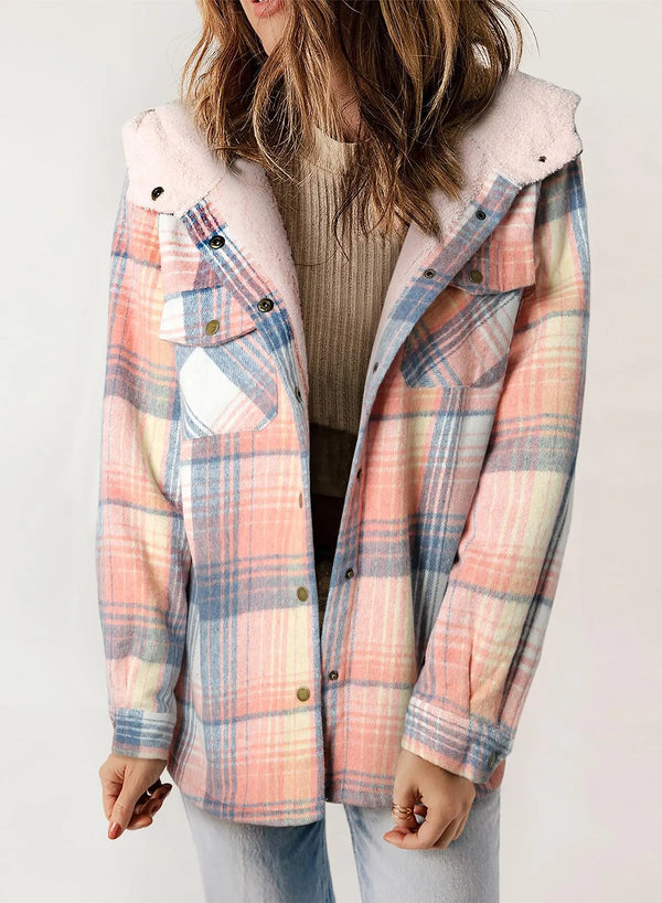 Women's Flannel Plaid Fleece Hooded Jacket (Buy 2 Free Shipping)