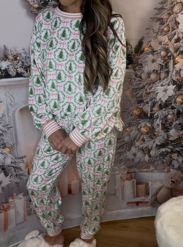 Christmas Sale 50% OFF - Christmas Trees and Bows Pajama Set (Buy 2 Free Shipping)